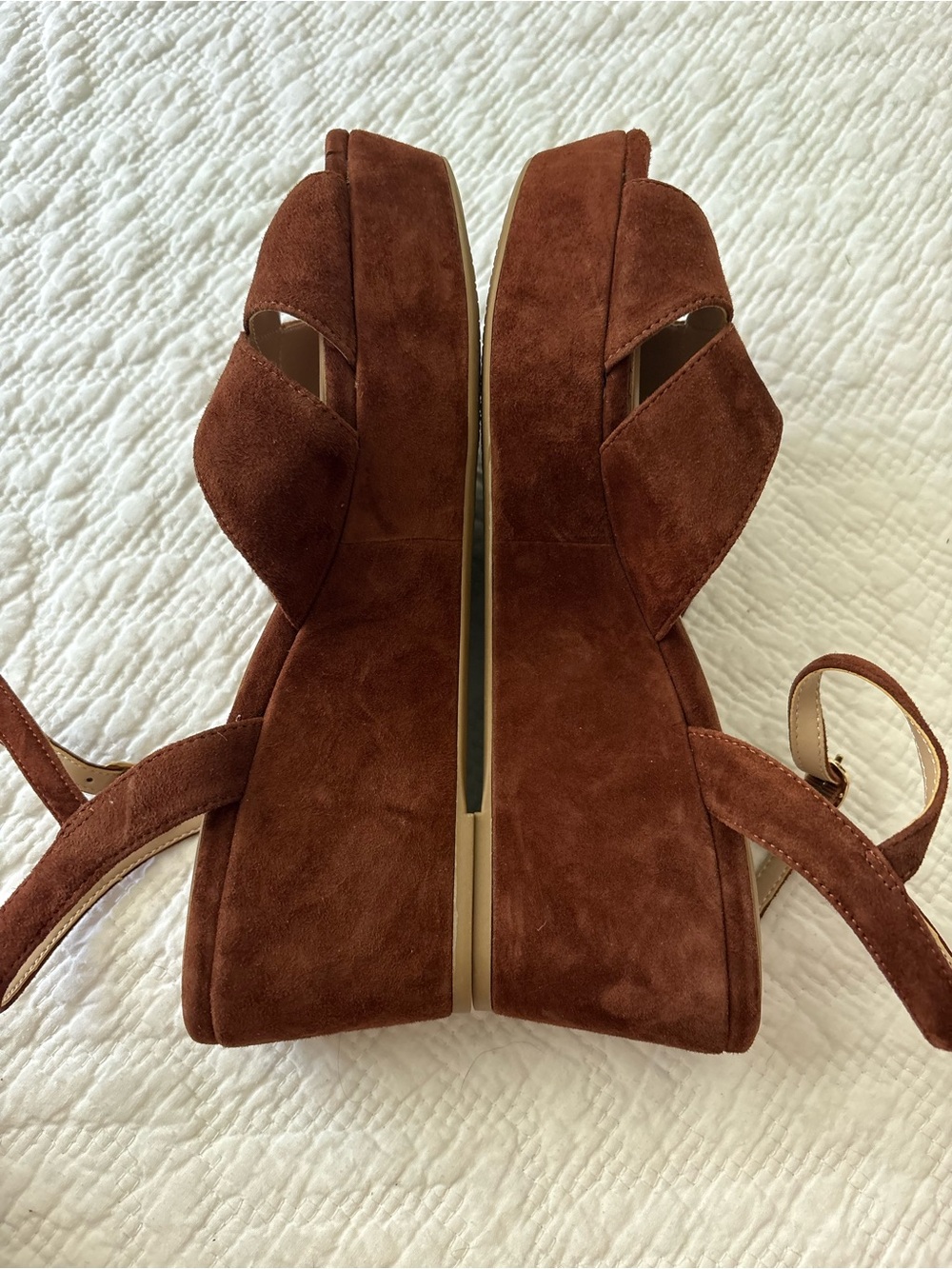 Giani Bernini Jayleen Platform Wedge Brown Suede Sandals 9 - Picture 6 of 16